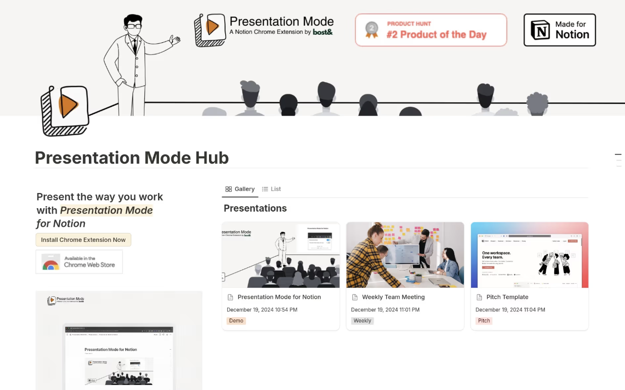 Presentation Mode Hub Template